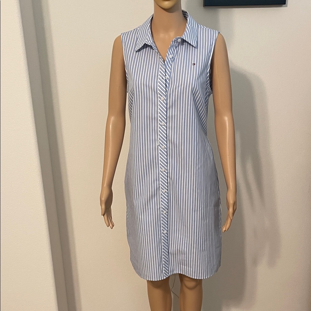 NWT Tommy Hilfiger Blue & White Striped Shirt Dress - Picture 4 of 15